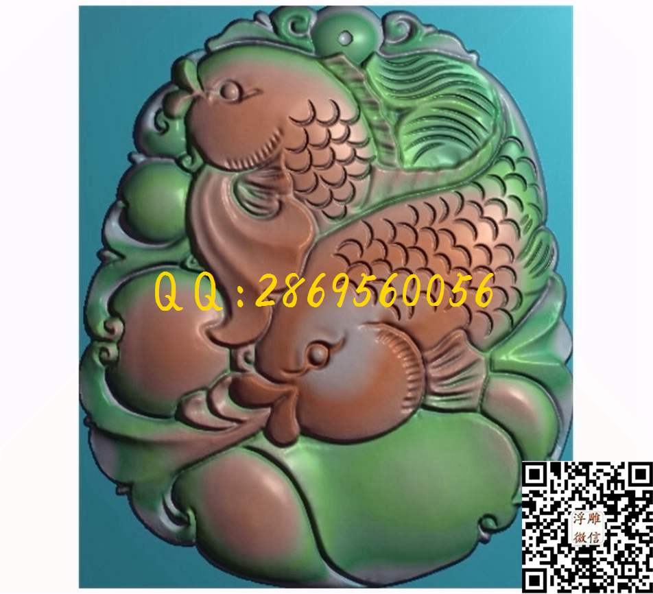 鱼挂件 45-54-6_玉雕花件牌子图木雕牙雕挂件46牌精雕图浮雕图
